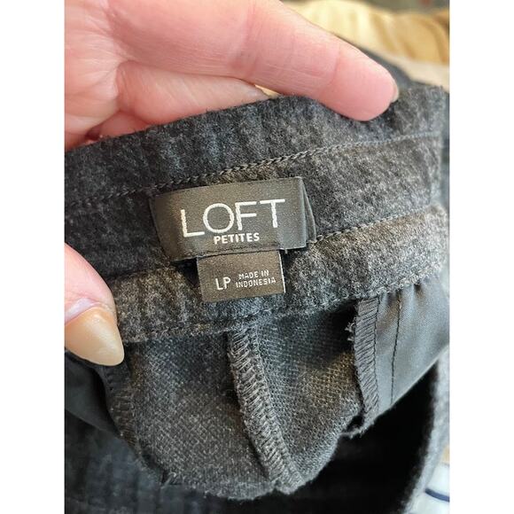 Loft Plaid Dress Pants Womens Petite Large Pull on Cropped Career Office Pants - Picture 7 of 12
